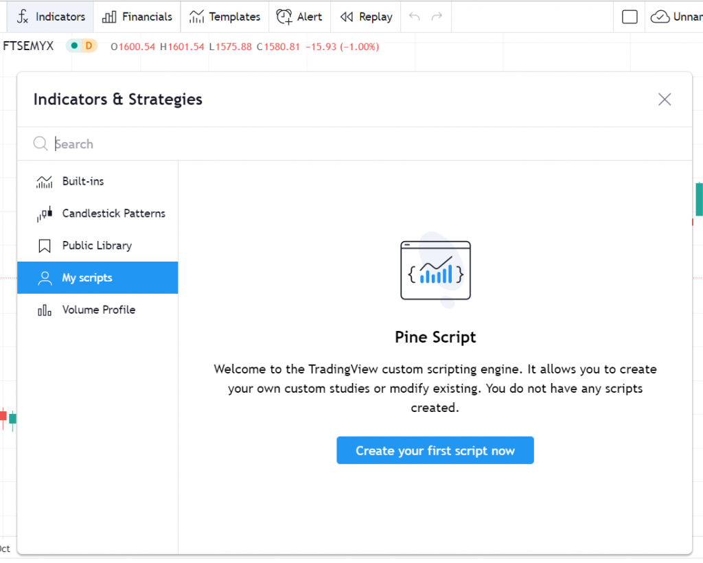 TradingView Pine Script editor